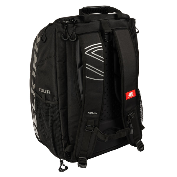 Selkirk Sport Core Line Tour Bag Pickleball Backpack in navy, pink, red, purple, blue, black, and green.