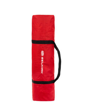 Red carrying case for Selkirk Pickleball Ball Carrier with logo