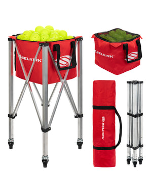 Selkirk Pickleball Ball Carrier with balls, collapsible frame, and carrying case