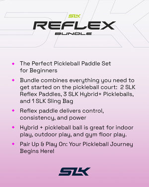 SLK Reflex Pickleball Bundle with 2 paddles, 3 balls, and a sling bag for beginners.