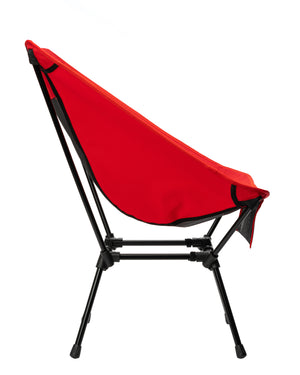 Side view of Selkirk Sport Low Profile Mesh Pickleball Court Chair in red fabric, showcasing its low-profile design.