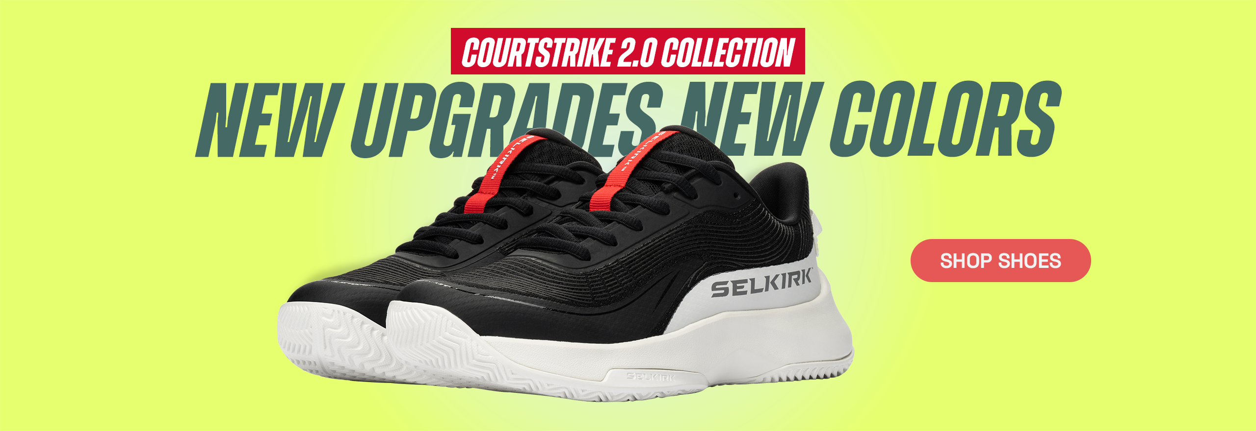 New Selkirk Courtstrike 2.0 Pro Shoes in Black and White