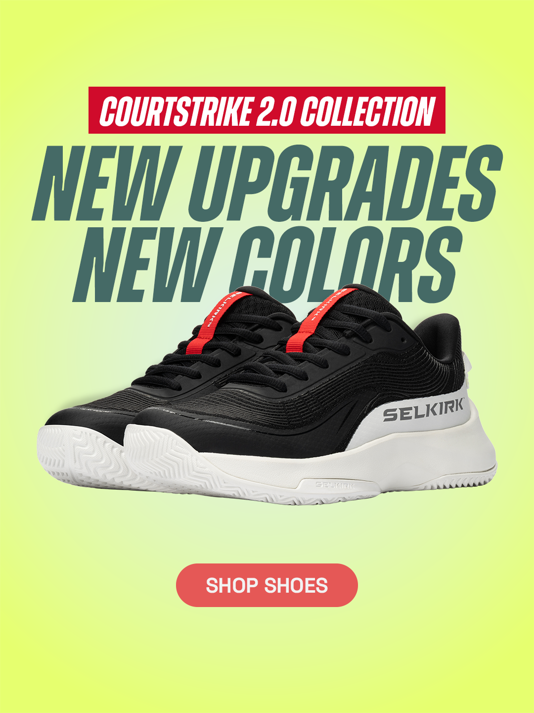 New Selkirk Courtstrike 2.0 Pro Shoes in Black and White