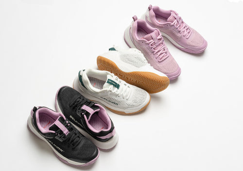 Women's CourtStrike Pickleball Shoes in Black Winter Berry, displayed with other color options.