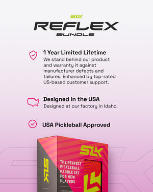 SLK Reflex Pickleball Bundle with 1 Year Limited Lifetime Warranty, Designed in the USA, USA Pickleball Approved