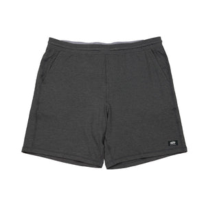 Men's Kunga Soft Shorts in Charcoal Gray, Large size, featuring side pockets and a back zip pocket.