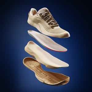 Men's CourtStrike Pro Pickleball Shoes in Sandstone, showing layers of shoe construction.