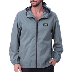 Men's Bunker Lightweight Hooded Windbreaker in blue, featuring a full zip and hood.