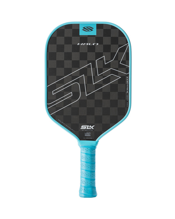 SLK HALO Control Max pickleball paddle in blue with a textured surface and large sweet spot.