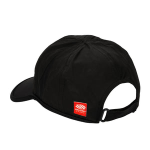 Back view of the Selkirk Performance Core Hat in black, showing the adjustable strap and logo.