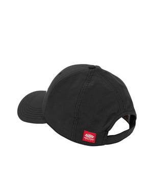 Black Selkirk Sport Wide Brim Performance Hat with red emblem on back