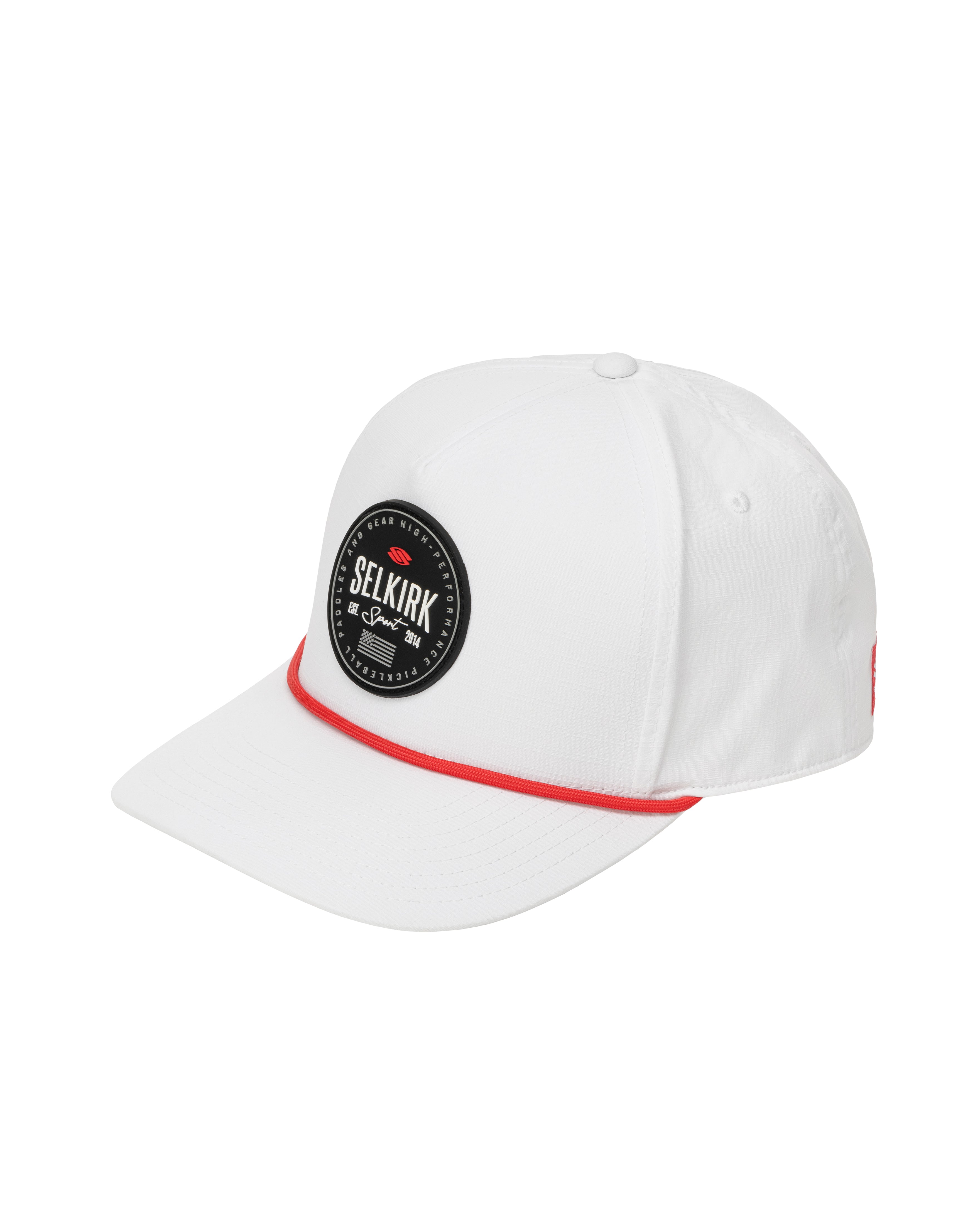 White Selkirk Sport Pickleball Club Rope Hat with red accent and logo