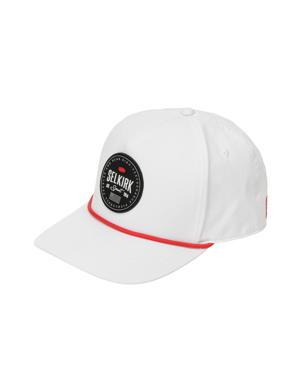 Black Selkirk Sport Pickleball Club Rope Hat with red rope detail and emblem on front