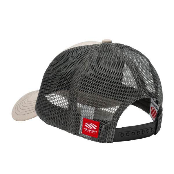 Selkirk Sport Amped Trucker Pickleball Hat in purple, blue, green, red, gray, black, and white.