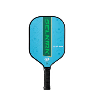 SLK Atlas Pickleball Paddle with blue design and green accents