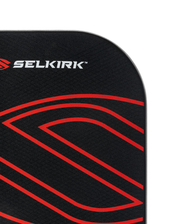 Selkirk LUXX Control Air Invikta paddle design with red and black pattern