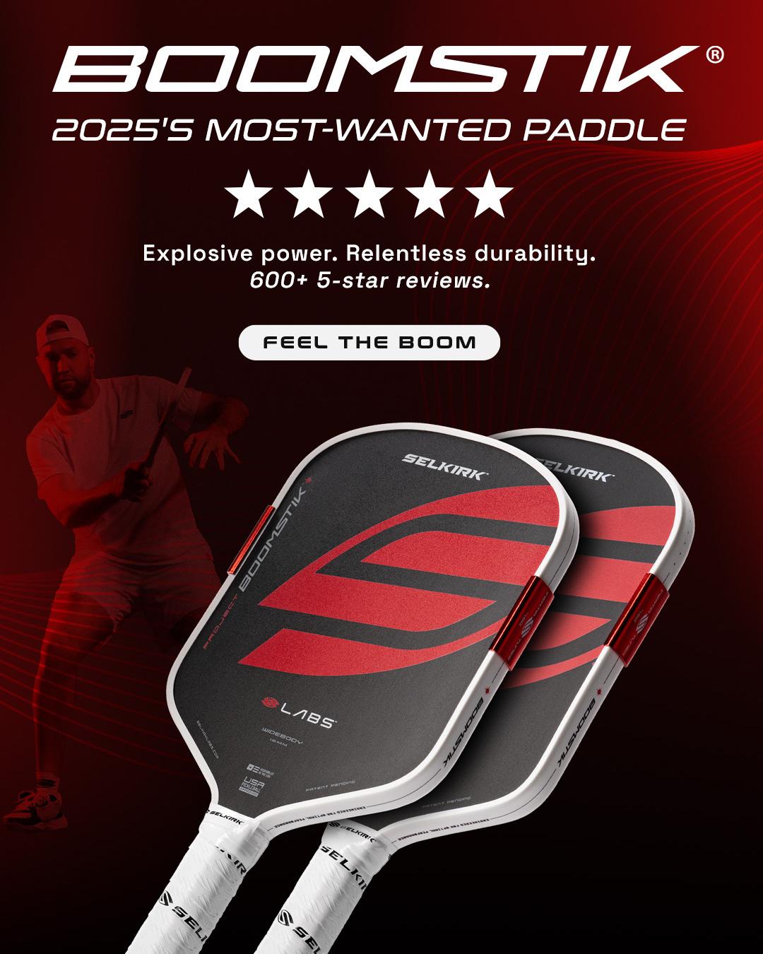 A Selkirk Sport Boomstik paddle with 600 5 star reviews