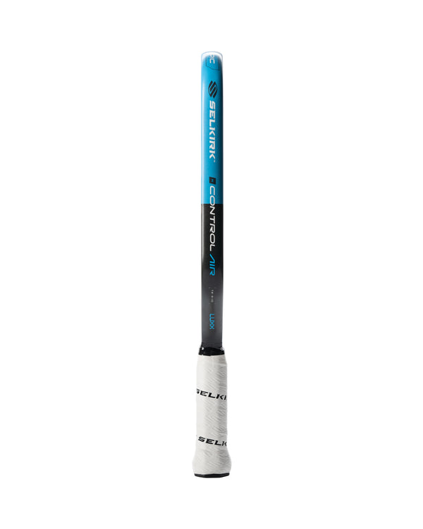 Selkirk Luxx Control Air Epic Pickleball Paddle in red, gold, and blue.