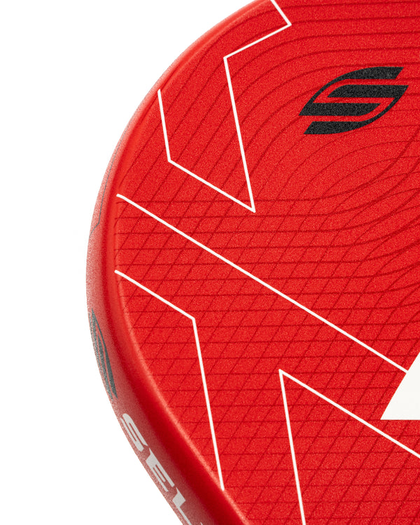 LUXX Control Air pickleball paddle in red with textured surface and logo