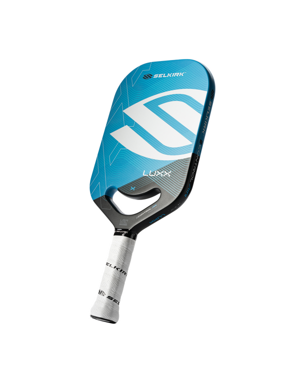 Selkirk Luxx Control Air Invikta Pickleball Paddle in gold with white handle.