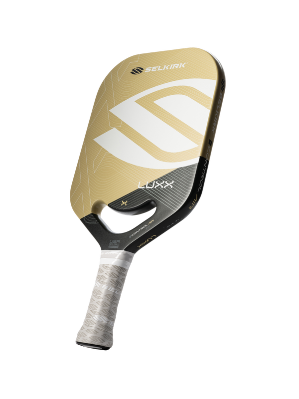 Selkirk Luxx Control Air S2 Pickleball Paddle in blue and white with a textured grip.