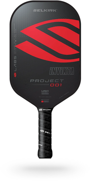 Selkirk LABS Project 001 pickleball paddle with red and black design, model INVIKTA