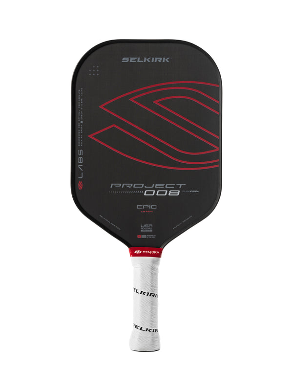 Selkirk LABS Project 008 13mm Epic pickleball paddle with black and red design