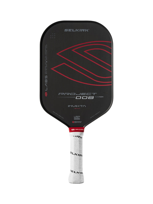 Selkirk LABS Project 008 13mm Invikta pickleball paddle with black and red design