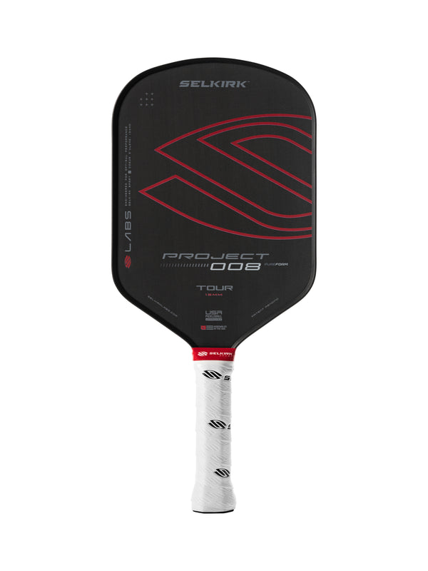 Selkirk LABS Project 008 13mm Tour pickleball paddle with black and red design