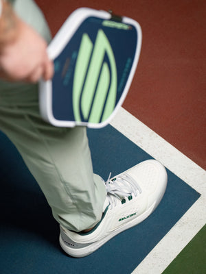 Selkirk Legacy Pro men's pickleball shoe, White Pine, on court 2