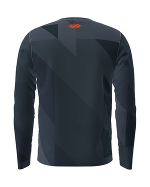 Selkirk Sport men's Symmetrix long-sleeve pickleball tee shirt in black, grey, and red.
