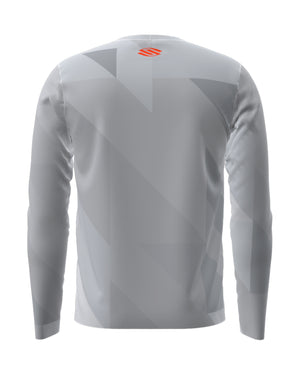 Selkirk Sport men's Symmetrix long-sleeve pickleball tee shirt in black, grey, and red.