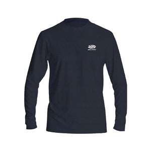Navy blue long sleeve shirt with UPF50 protection and heather print