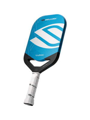 Selkirk LUXX Control Air Pickleball Paddle with InfiniGrit in the Invikta paddle shape. In blue, red, and purple.