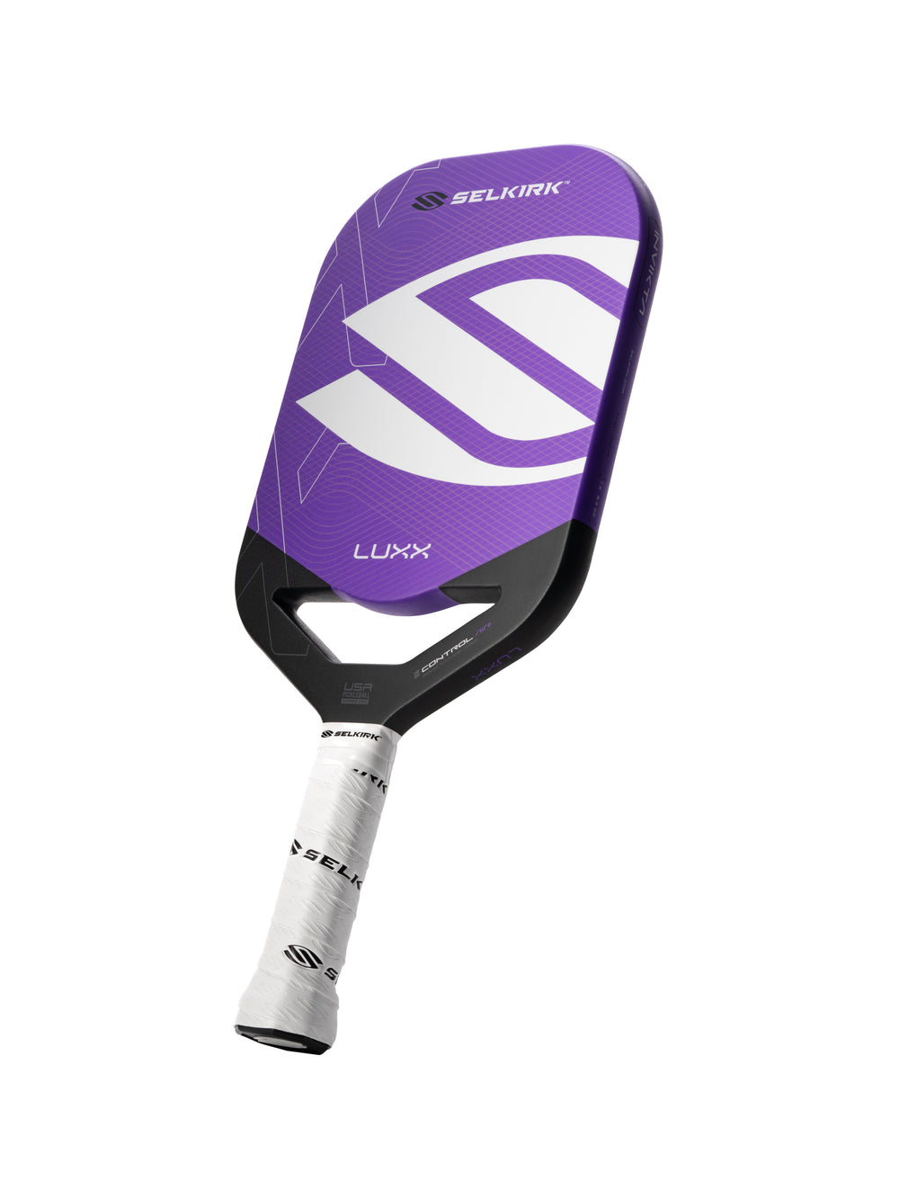 Selkirk LUXX Control Air Pickleball Paddle with InfiniGrit in the Invikta paddle shape. In blue, red, and purple.