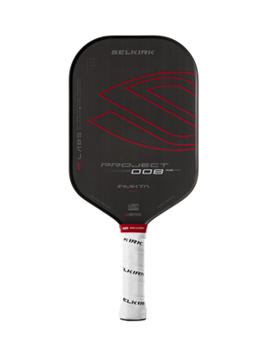 Selkirk LABS Project 008 pickleball paddle in black and red.
