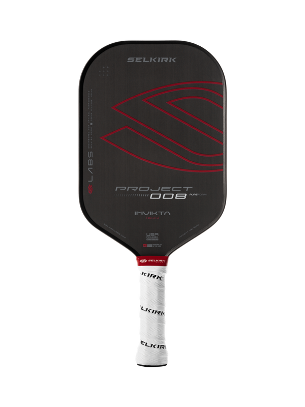Selkirk LABS Project 008 pickleball paddle in black and red.