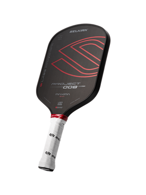 Selkirk LABS Project 008 pickleball paddle in black and red.