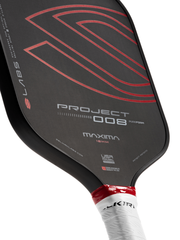 Selkirk LABS Project 008 pickleball paddle in black and red.