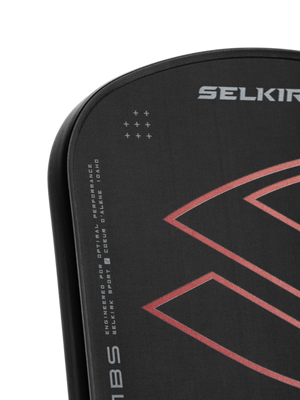 Selkirk LABS Project 008 pickleball paddle in black and red.
