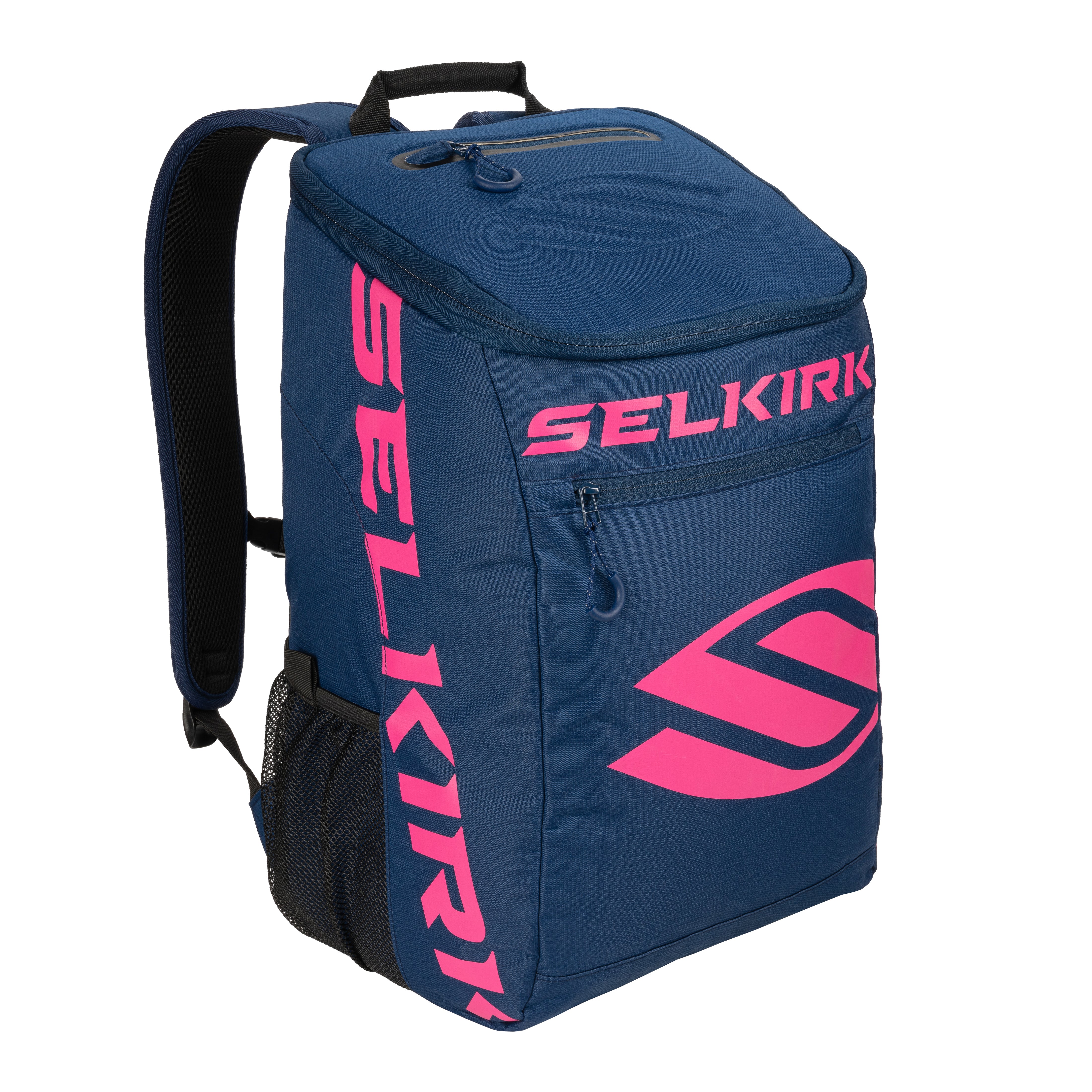 Selkirk Sport Core Line Team Bag Pickleball Backpack in navy, pink, red, purple, blue, black, and green.