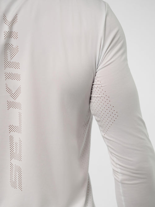 Men's Pro Line Athletic Long Sleeve Shirt in Chalk color, featuring 'SELKIRK' text on the sleeve.