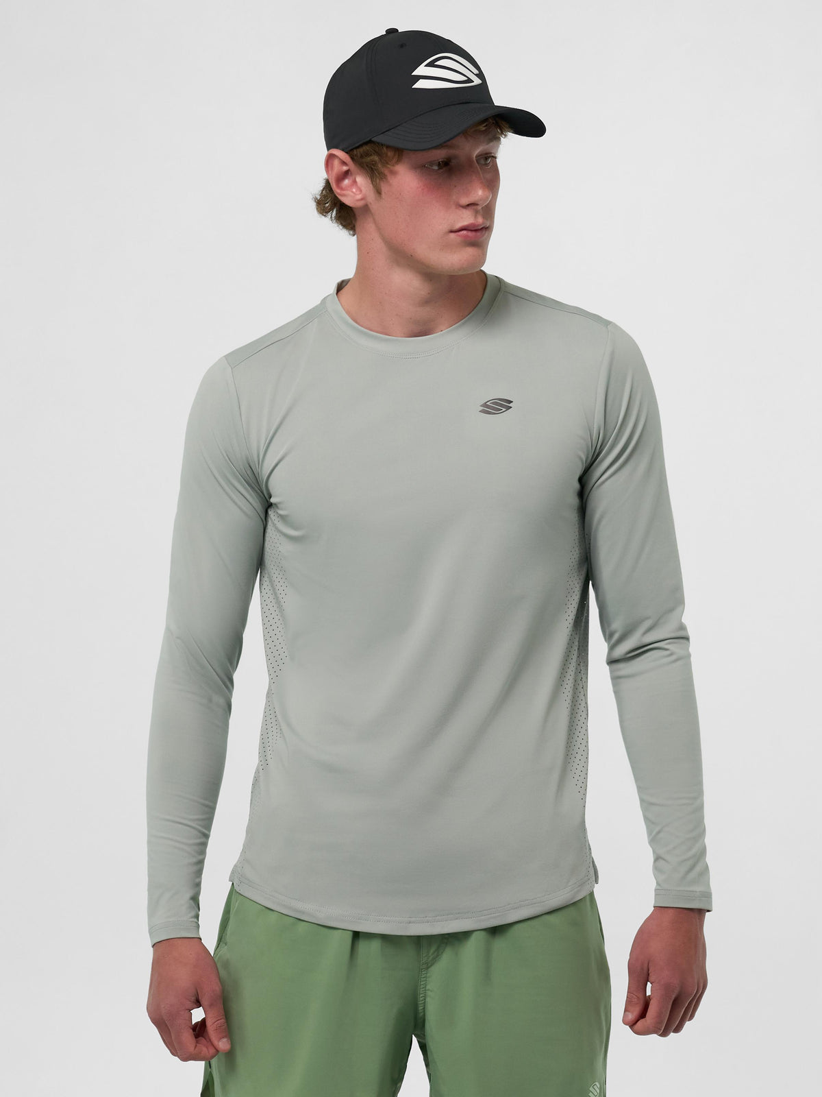 Men's Pro Line Athletic Long Sleeve Shirt in light green, worn by a model