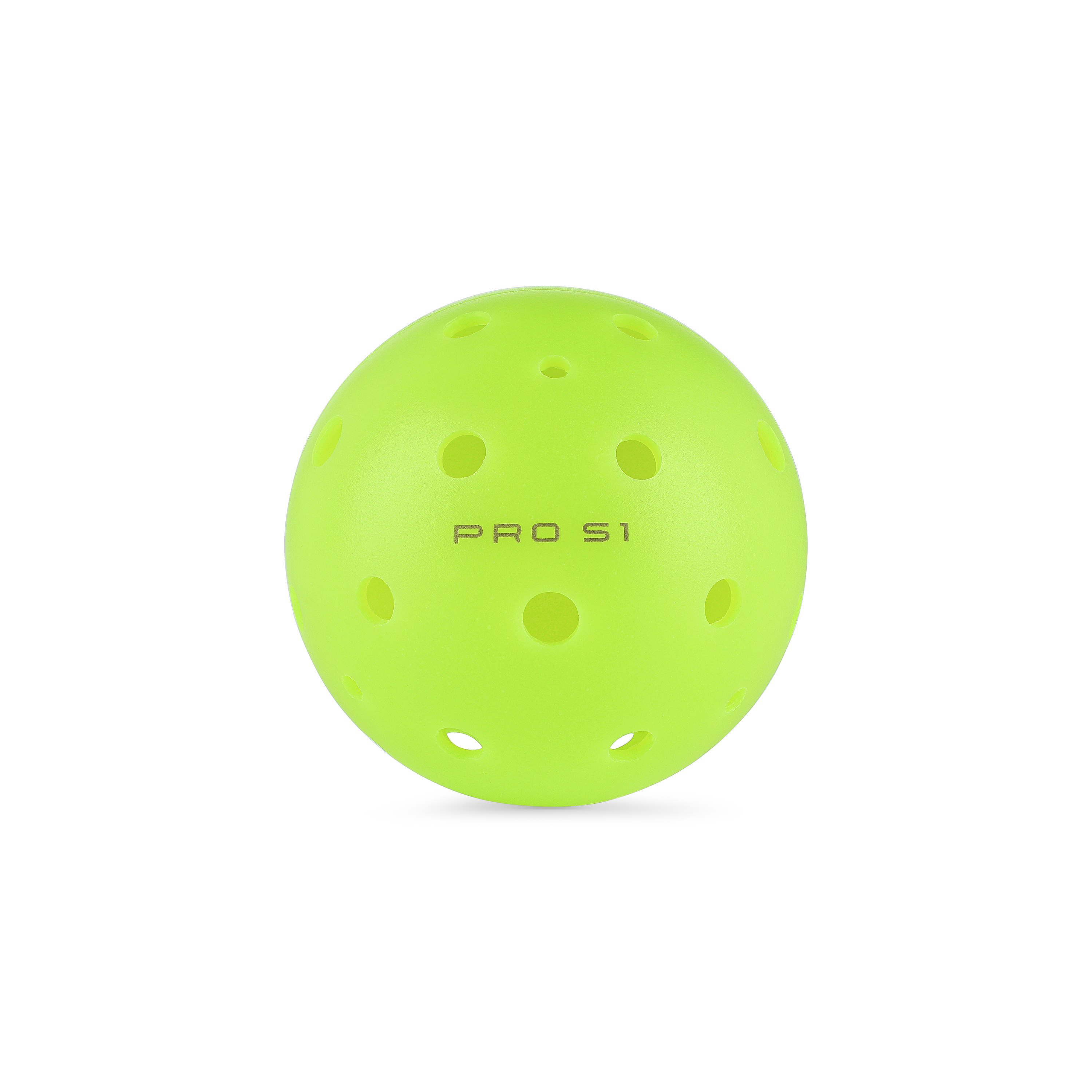 Bright green Pro S1 pickleball with holes and 'PRO S1' text.