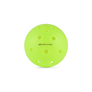 Bright green Pro S1 pickleball with holes and Selkirk logo