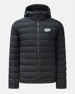 Selkirk TruWear Men's Quest Jacket in black, featuring a hood and logo, size small