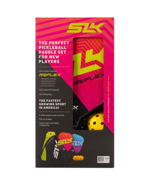 SLK Reflex Pickleball Bundle with paddles, balls, and bag, designed for new players.