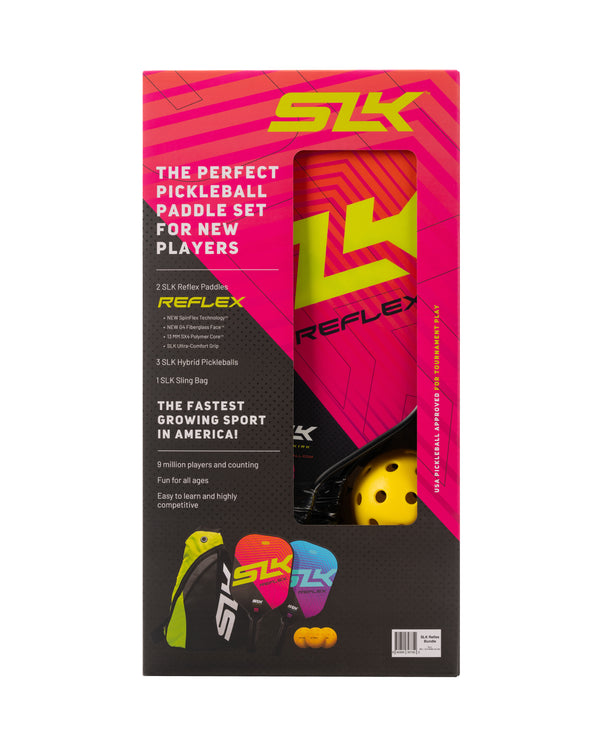 SLK Reflex Pickleball Bundle with paddles, balls, and bag, designed for new players.