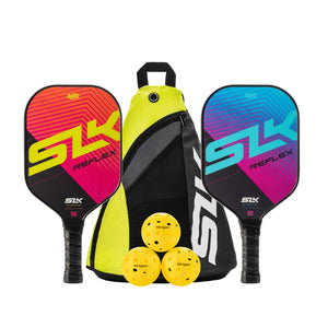 SLK Reflex Pickleball Bundle with two paddles, three balls, and a sling bag.