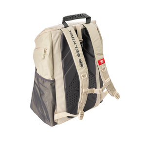 Selkirk Pro Line Tour Bag Pickleball Backpack in white, featuring padded straps and a molded handle.